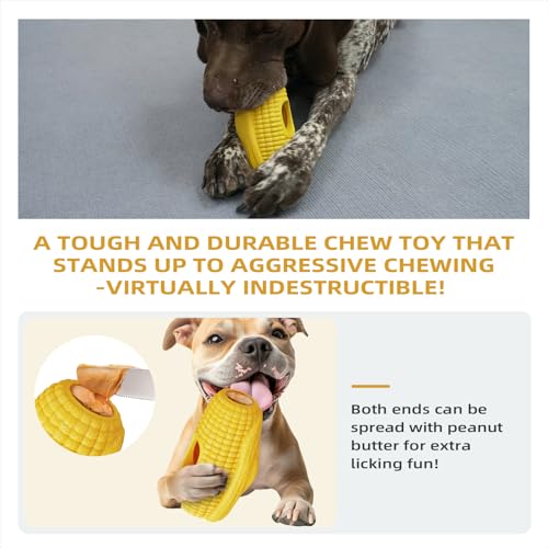 2 Pack Dog Toys for Aggressive Chewers (Yellow Brown)