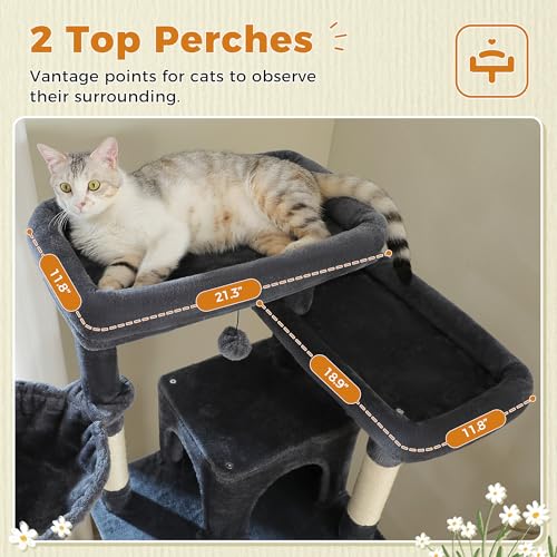 81 Inch Tall Cat Tree for Big Cats & Multi (81" / Dark Gray)