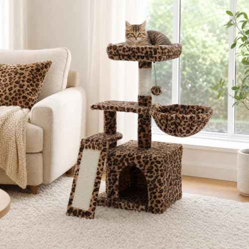 Leopard Cat Tree for Kittens & Small Cats (Brown Leopard)