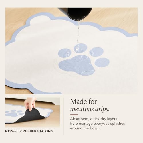 Scalloped Dog Feeding Mat (Blue / 19"L x 14"W)