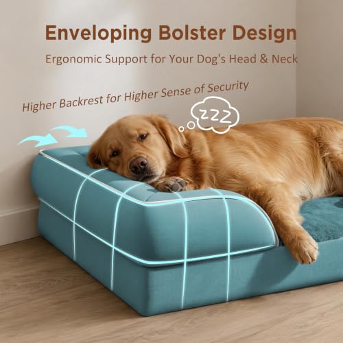 Waterproof Orthopedic Dog Beds for Extra Large Dog (53.0"L x 42.0"W x 8.5"Th / Washed Blue)