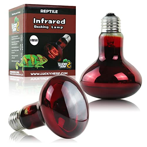 100W Reptile Heat Lamp Bulb 2 Pack (Infrared Basking Light Bulb / 100 Watts)