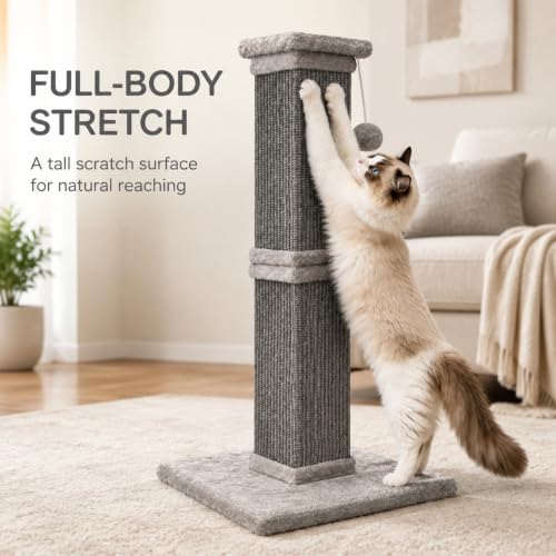 Vertical Cat Scratching Post for Indoor Cats (All Grey)