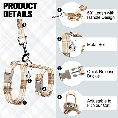 Cat Harness and Leash Set (Small(Chest: 10"-15") / Beige)