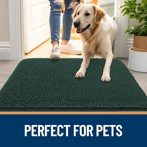 Dog Door Mat for Muddy Paws 44x32 (Blackish Green / 44" X 32")