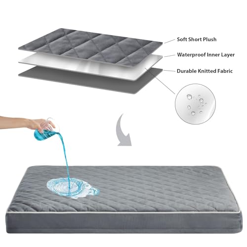 Orthopedic XXL Dog Beds for Large Senior Dog Bed Comfy Sleeping (Grey / 55"L x 42"W x 4"Th)