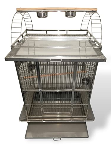 304 Stainless Steel Large Indoor or Outdoor Parrot Macaw Bird Cage with Play Top Stand