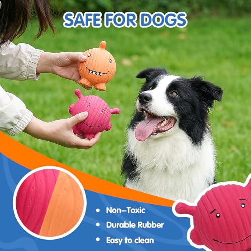Dog Squeaky Balls Toys Rubber Soft Latex Dog Toys Chewing Squeaky Toy for Puppy Small Medium Pets (smiley face design)