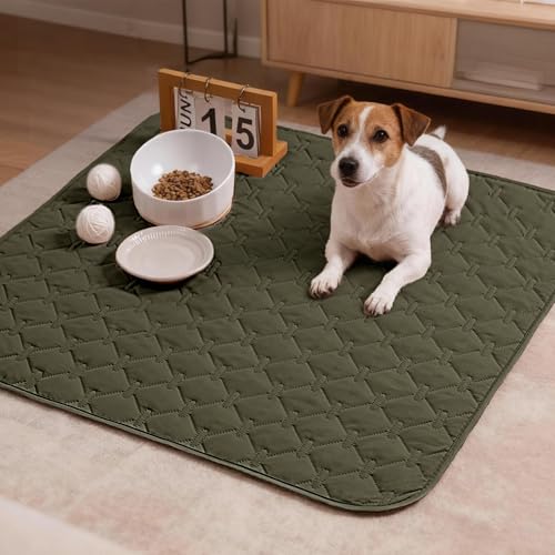100% Double Sided Waterproof Dog Blanket Soft Pet Bed Cover Reversible Protect Furniture Couch Sofa Car for Puppy Large Dog Cat (30x30 Inch (Pack of 1) / Dark Olive/Light Olive)