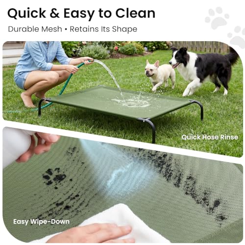 Elevated Cooling Dog Bed for Large Dogs (Olive Green / 48" X 35.5" X 8")