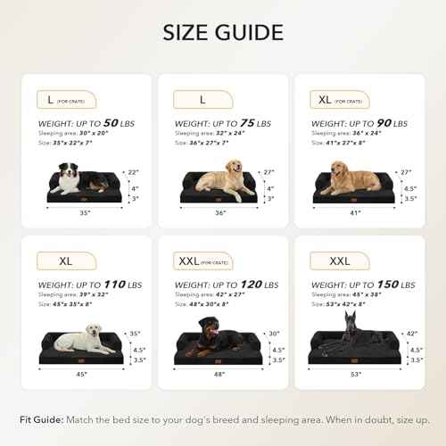 Orthopedic Washable Dog Bed for Extra Large Dogs (Black / 45.0"L x 35.0"W x 8.0"Th)