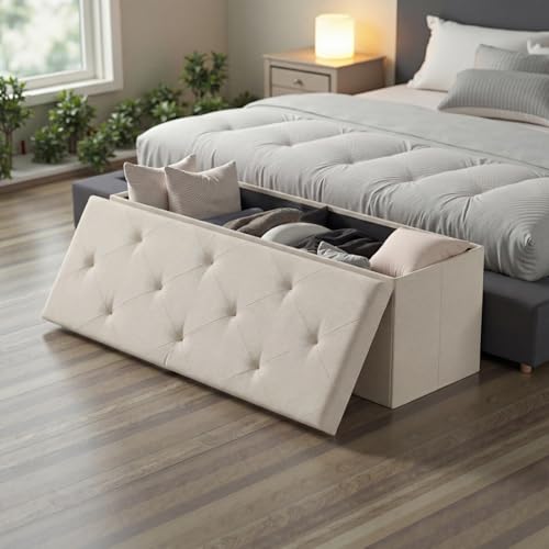 43 Inch Folding Storage Ottoman Bench