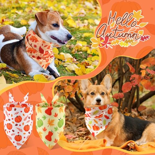 200 Pcs Fall Dog Bandanas Bulk (Orange, Yellow, Brown / Fall Pumpkin)
