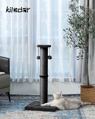 34Inch Tall Cat Scratching Post for Indoor Cats Adults (Black)