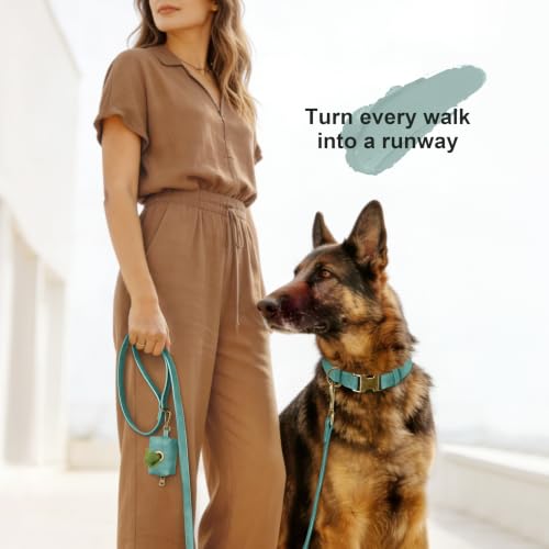 Soft PU Leather Dog Collar for Large Dogs (XL：Fit 20-26" Neck, Width 1¼" / Green)