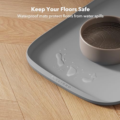 Dog Food Mat Safety Silicone Cat Food Mat for Feeder & Fountain (17.7"L x 12"W Mat)