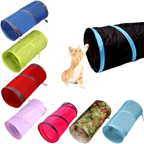 Cat Tunnel for Indoor Small Cats Kittens Rabbits (20 Inch (Pack of 3) / Black)