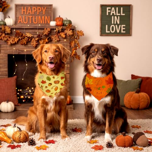 100 Pcs Fall Dog Bandanas Bulk for Thanksgiving Autumn Medium (Fall Plant / 25.6 x 17.7 x 17.7 Inch)