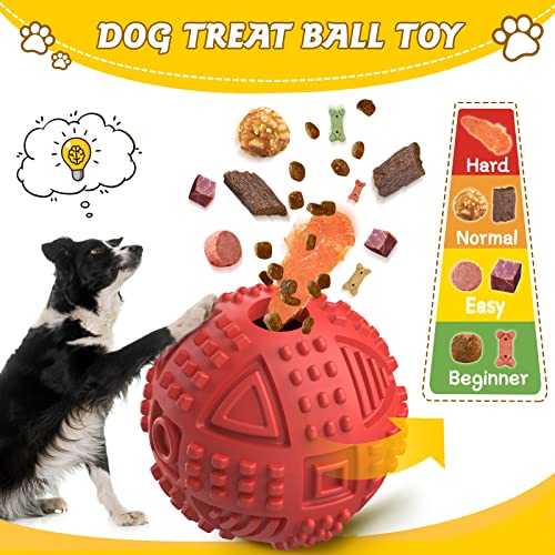 Dog Balls Treat Dispensing Dog Toys for Aggressive Chewers Large Breed (Large / Ball-Red)