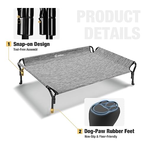 Cooling Elevated Dog Bed (Black Silver / 39.5"L x 28.0"W x 12.0"Th)