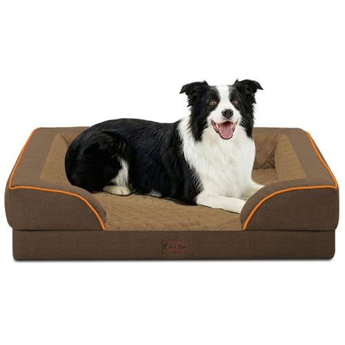 Waterproof Orthopedic Dog Bed for Medium Dogs (Brown / 35.0"L x 22.0"W x 7.0"Th)