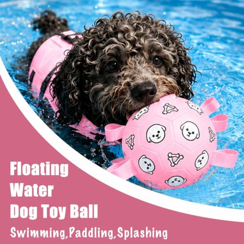 Dog Soccer Ball with Straps (Pink / Medium-6 Inch)
