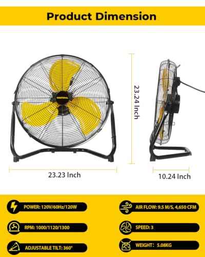 20 Inch Portable Floor Fan (20" High Velocity Floor Fan)