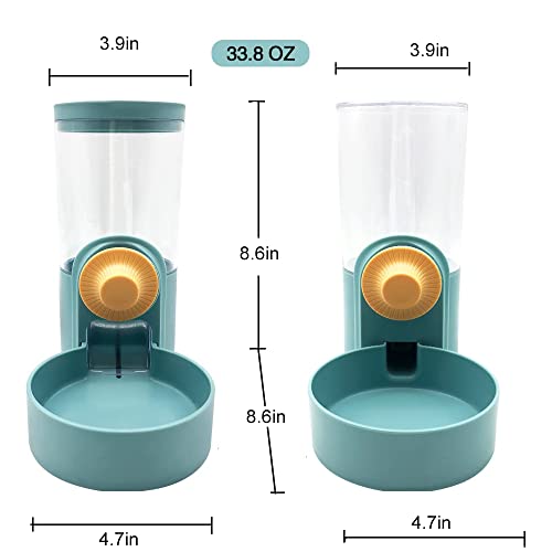 Pet Hanging Automatic Feeders Drinking Bowls 40oz (Green-Water)