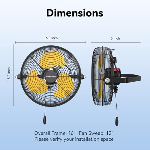 12 Inch High Velocity Wall Mount Fan (Blue / 12 inch)