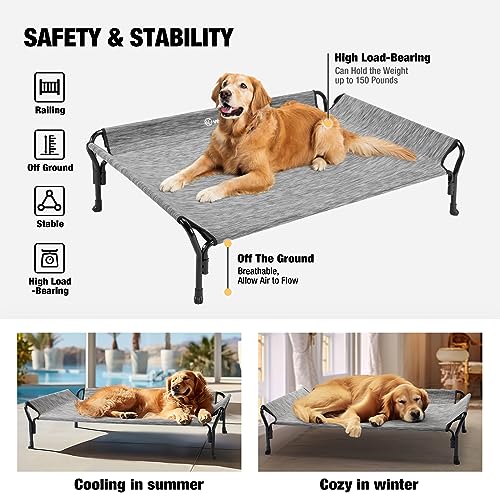 Cooling Elevated Dog Bed (Black Silver / 39.5"L x 28.0"W x 12.0"Th)