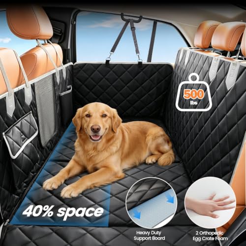 Hard Bottom Car Seat Cover for Dog (Upgraded Black / For Full Size Truck)