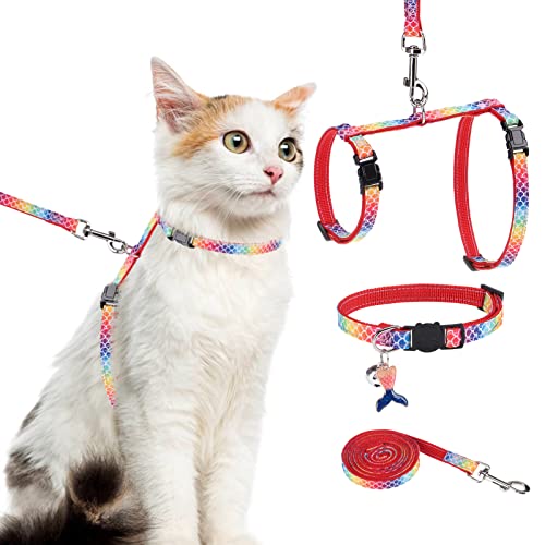 Cat Harness with Leash and Collar Set (Small / Multicolor)