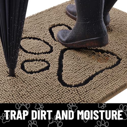 Dog Door Mat for Muddy Paws (47"X24" / Camel and Black)