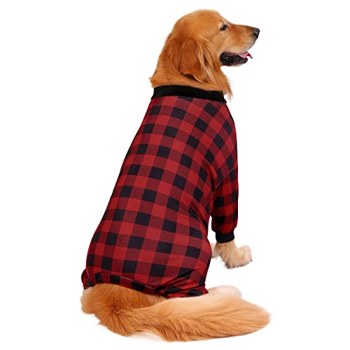 Dog Pajamas One Piece Light Comfy Pjs Pet Costume M (X-Large / Buffalo Plaid)