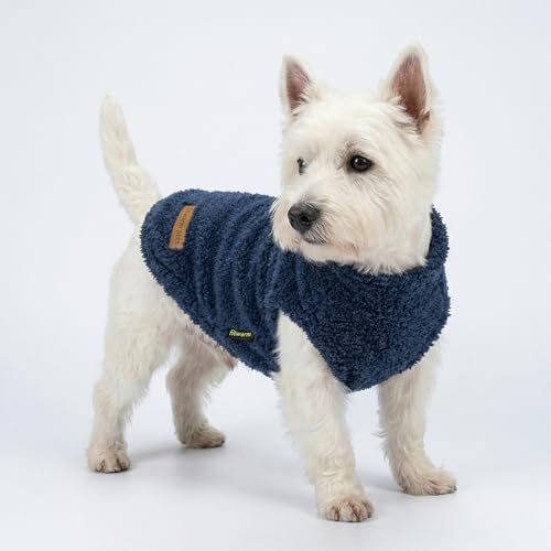 2 Pack Striped Fleece Dog Sweater (Medium / Blue-Grey)