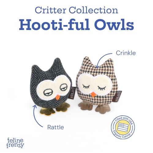 Feline Frenzy HOOTIFUL Owls Plush Squeaky CAT Toy (Hooti-ful Owls)
