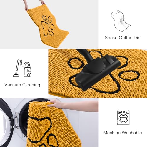 Dog Door Mat for Muddy Paws (30"X20" / Golden Yellow and Black)