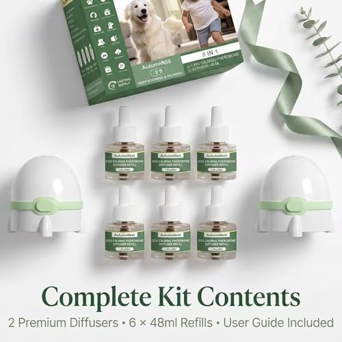 8-in-1 Dog Calming Pheromone Diffuser Kit, Pet Stress Support (8 packs - Rocket Diffuser)