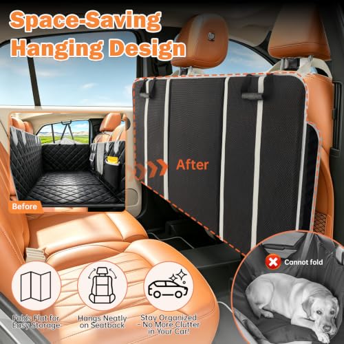 Hard Bottom Car Seat Cover for Dog (Upgraded Black / For Full Size Truck)