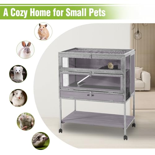 Guinea Pig Cage for Small Animals (Black and Gray)