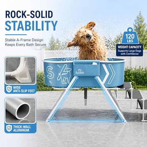 Foldable Dog Washing Station for Large Dogs with Stairs