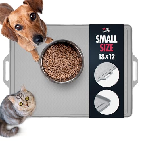 18x12 Small Dog Feeding Mat for Food and Water (Gray / Small - 18" x 12")