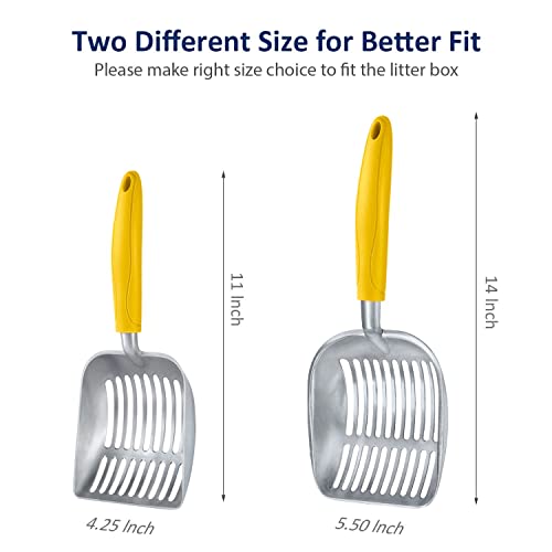 Cat Litter Scoop (Small / FLAT Aluminum \ #04 Yellow Handle)