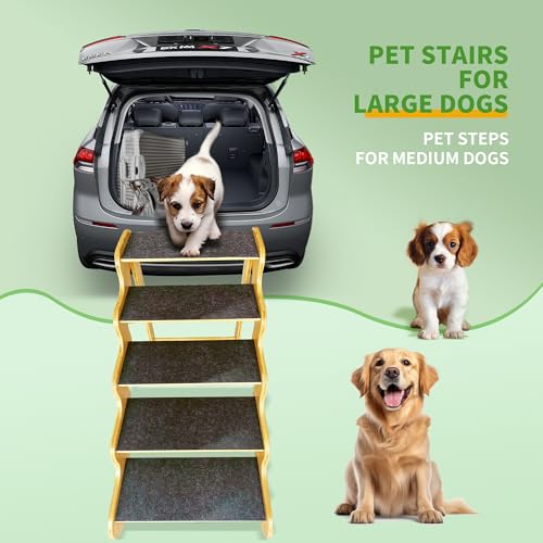 Dog Stairs for Small Dogs (Nature color / 3-Step 20x15.7x15 inch)