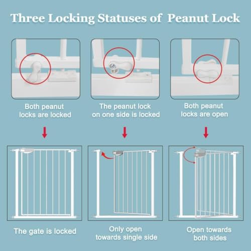 Triple Lock Baby Gate Extra Wide 67.32 (White / 67.32-72.04"/171-183cm)