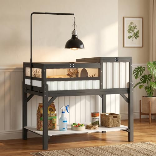 Tortoise Enclosure Indoor with Storage Shelf & Adjustable Light Stand (39"L x 22.8"W x 33.1"H)