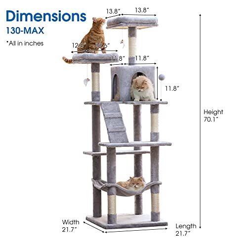 70.1 Inch Large Cat Tree (70.1 in / Light Gray)