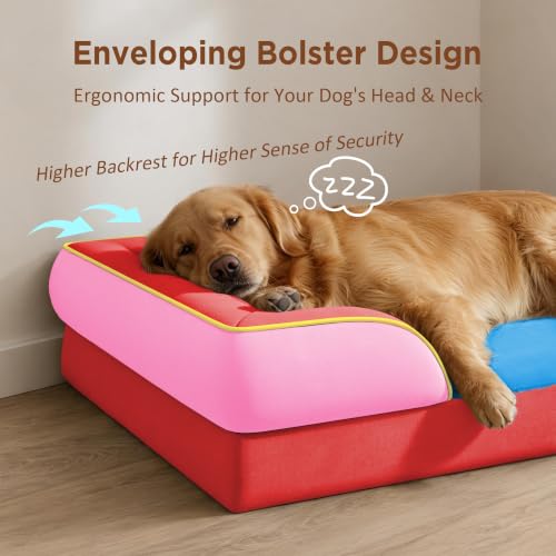 Orthopedic Dog Beds for Large Sized Dog with Bolster (36.0"L x 27.0"W x 8.0"Th / Los Angeles)