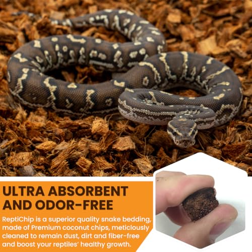 ReptiChip Reptile Bedding Loose Coconut Chip 36 Quart 2 Pack Coco Husk Substrate Mulch for Snake Habitat (36 Quart (2 Pack))