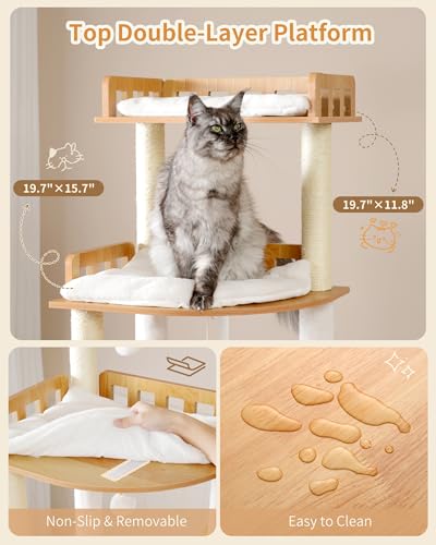 Cat Tree 70.5" Wood Tall Cat Tower for Large Indoor Cats HCT121WB (Walnut / 70.5 inch)